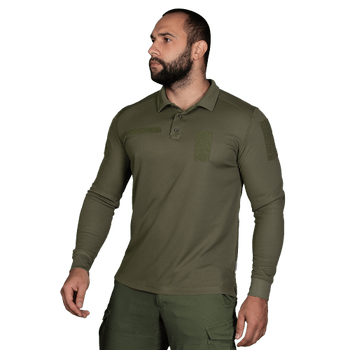 Поло футболка тактическая мужская с длинным рукавом для силовых структур CM Олива (7368), XXXL TR_7368-XXXL