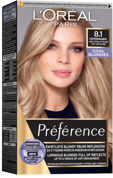Фарба для волосся L'Oreal Paris Preference 8.1 Копенгаген 277 г (3600010013846)