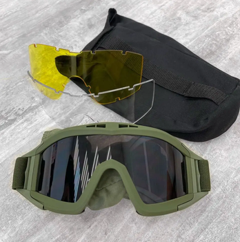 Защитные очки со съемными линзами для активного отдыха и туризма со специальным покрытием не потеющие с антитуманной защитой с креплением (Kali)