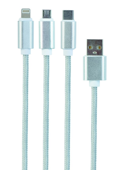 Kabel Cablexpert USB - Apple Lightning/MicroUSB/USB Type-C 1 m Srebrny (CC-USB2-AM31-1M-S)