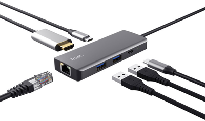 Hub USB Trust DALYX Adapter wieloportowy 6 w 1 (8713439249682)