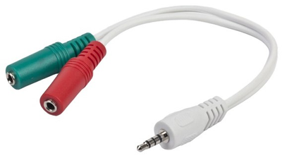 Kabel stereofoniczny audio Cablexpert CCA-417W 2x3.5 mm F - 3.5 mm M 0.2 m Biały