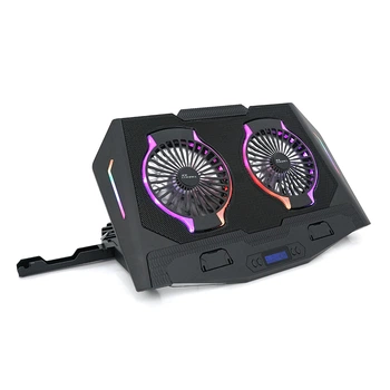 Підставка під ноутбук icecoorel n10 10 18 2 вентилятори 125мм rgb lcd usb алюміній