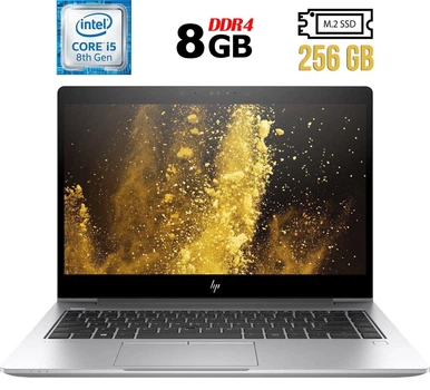 Ультрабук Б-класс HP EliteBook 840 G5 / 14" (1920x1080) IPS / Intel Core i5-8350U (4 (8) ядра по 1.7 - 3.6 GHz) / 8 GB DDR4 / 256 GB SSD M.2 / Intel UHD Graphics 620 / WebCam / Fingerprint / USB 3.1 / HDMI б/у