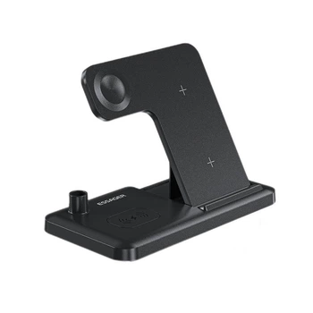 Беспроводное зарядное устройство ESSAGER Jiecheng 4 in1 PD15W Foldable Desktop Wireless Charger Black (EWXZM-JC01-Z)