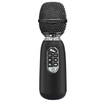 Портативный черный блютуз караоке микрофон MicMagic L-1238 беспроводной 20 Вт, Bluetooth микрофон для пения