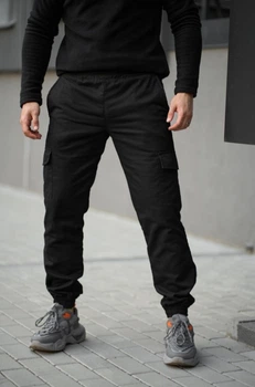 Чоловічі спортивні штани теплі на флісі карго Intruder 0116 M Чорний (IN-0116/1 B)