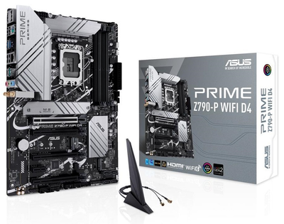 Материнська плата LGA1700, Asus PRIME Z790-P WIFI D4, Z790, 4xDDR4, Int.Video(CPU), 4xSATA3, 3xM.2, 1xPCI-E 16x 5.0, 3xPCI-E 16x 4.0, 1xPCI-E 1x 3.0, Realtek 7.1, Realtek 2.5Gb, WiFi 6, Bluetooth 5.2, 7xUSB3.2/6xUSB2.0, HDMI/DP, ATX