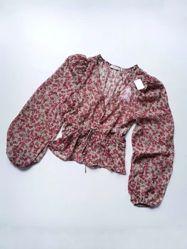 Блуза укорочена з квітковим принтом Stradivarius 9354 S(42)