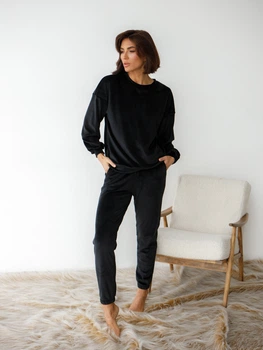 Піжама (світшот + штани) жіноча тепла велюрова BARWA garments 0332/333 L Чорна (2113323333019)
