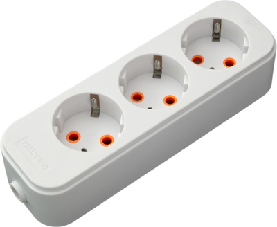 Колодка Quantum QM-КP-00310 3 поста с заземлением 1 шт/уп Белая (0751784843061)