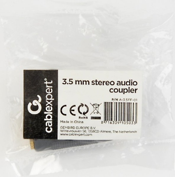 Przejściówka Cablexpert 3.5 mm - 3.5 mm Czarny (A-3.5FF-01)