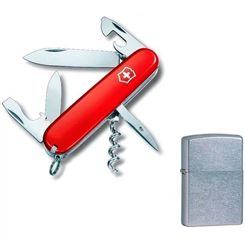 Комплект Запальничка Zippo 207 CLASSIC street chrome + Ніж Victorinox Spartan Red 1.3603