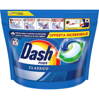 Dash Pods Detersivo Lavatrice In Capsule, Classico, 31 Lavaggi 604,5 g