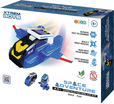 Роботизированная игрушка-конструктор Blue Rocket Космические приключения 3 в 1 с солнечной панелью STEM (8436598030884)