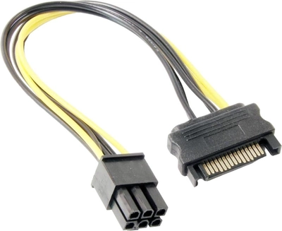 Kabel Delock Power SATA 15 pin – PCI-Express 6 Pin 0.21 m Black (4043619829248)