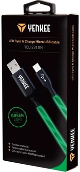 Кабель Yenkee YCU USB – micro-USB 2.0 LED 1 м Green (8590669273539)