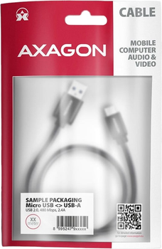 Kabel Axagon micro-USB – USB Type-A 2.0 1 m Black (8595247905864)
