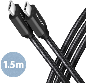 Kabel Axagon USB Type-C – USB Type-C 3.2 Gen 1 PD 60W 1.5 m Black (8595247905956)