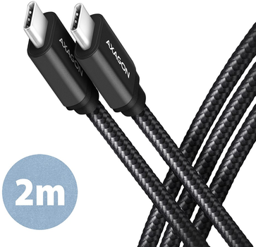 Kabel Axagon USB Type-C – USB Type-C 3.2 Gen 1 PD 60W 2 m Black (8595247905963)