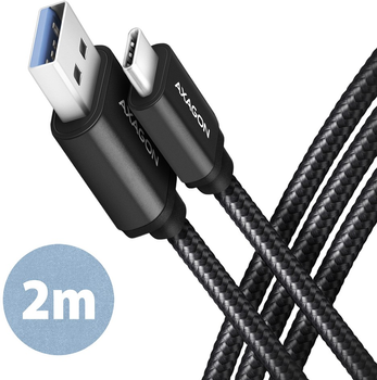Kabel Axagon USB Type-C – USB Type-A 3.2 Gen 1 2 m Black (8595247906274)