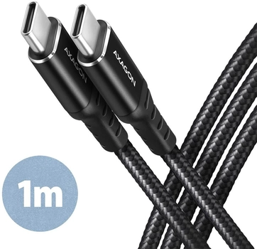 Kabel Axagon USB Type-C – USB Type-C 2.0 PD 60W 1 m Black (8595247906878)