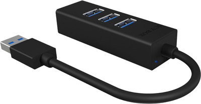 USB-hub Icy Box USB 3.0 na 4-Port Type-A Aluminium 0.15 m Black (4250078169703)