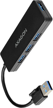 USB-hub Axagon 4-portowy USB 3.2 Gen 1 Slim kabel Type-A 0.14 m Black (8595247904362)