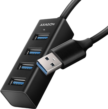 USB-hub Axagon 4-portowy mini USB 3.2 Gen 1 0.2 m Black (8595247905628)