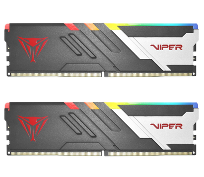 Пам'ять 16Gb x 2 (32Gb Kit) DDR5, 6400 MHz, Patriot Venom RGB, Black, 32-40-40-84, 1.4V, з радіатором (PVVR532G640C32K)