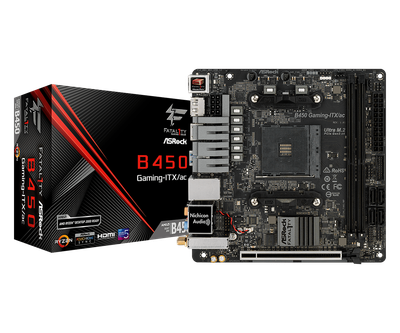 Мат.плата AM4 (B450) AsRock Fatal1ty B450 Gaming-ITX/ac, B450, 2xDDR4, Int.Video(CPU), 4xSATA3, 1xM.2, 1xPCI-E 16x 3.0, ALC1220, I211AT, WiFi ac, Bluetooth, 6xUSB3.1/4xUSB2.0, HDMI/DP, Mini-ITX