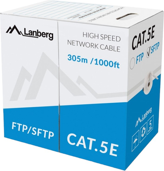 Kabel Lanberg SFTP Cat 5e 305 m Grey (5901969424584)