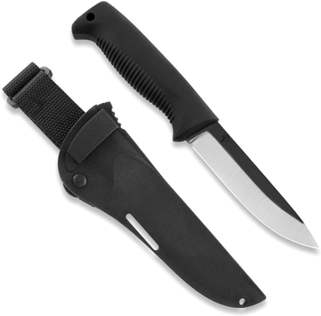 Нож Peltonen M07, без покрытия, чёрный, черный композитный чехол (FJP146)