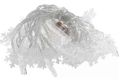 Гірлянда на батарейках Oobest Snowflake Light String Christmas Tree Lamp Сніжинки 20 LED ламп 3 м Теплий білий