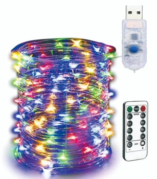 Гирлянда роса нить 10 метров USB 100 LED RGB с пультом