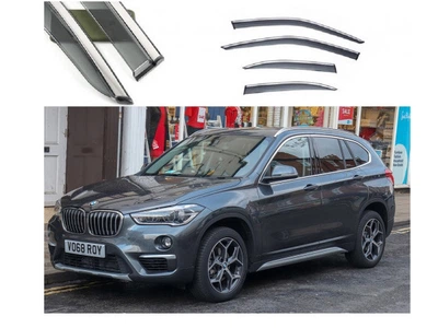 Дефлектори вікон вітровики BMW X1 2016-2020 П/К скотч FLY молдинг із нержавіючої сталі 3D BBMWX11623-W/S (82)