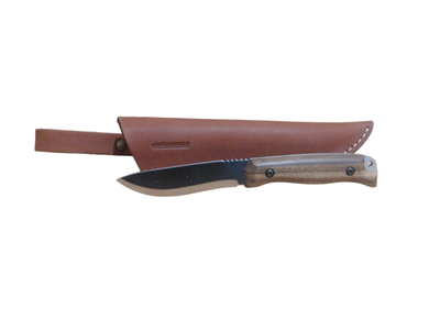 Туристический нож HK1 SSH, нержавеющая сталь, ручка орех, чехол кожа, лезвие 110мм BPS KNIVES