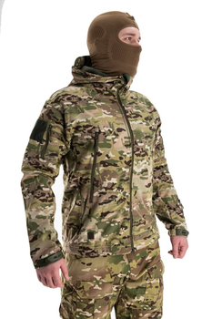 Военная водонепроницаемая дышащая теплая тактическая флиска-куртка Softshell M(46-48) Мультикам