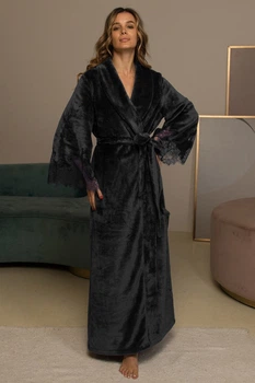 Длинный халат на запах Felena Black Onyx 438 50(XXL) Черный