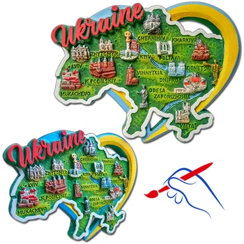Карта України в серці (жовто-блакитне). Магніт. Полікерамічний. Україна