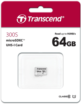 Karta pamięci Transcend MicroSDXC 300S 64GB Class 10 UHS-I U1 bez adaptera (TS64GUSD300S)
