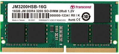 Оперативна пам'ять Transcend SODIMM DDR4-3200 16384MB PC4-25600 (JM3200HSB-16G)