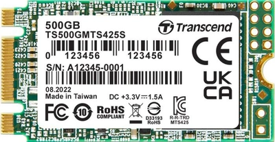Dysk SSD Transcend 425S 500GB M.2 2242 SATAIII 3D NAND TLC (TS500GMTS425S)