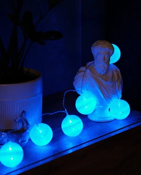 Гирлянда тайские шарики 10 LED 150см на батарейках синий свет 7G-F-7485C