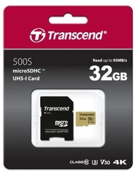 Карта пам'яті Transcend MicroSDHC 500S 32GB Class 10 UHS-I U3 + adapter (TS32GUSD500S)