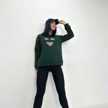 Женский батник на флисе Fashion 50/52 темно-зеленый