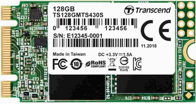 SSD диск Transcend MTS430S 128GB M.2 SATA III 3D NAND TLC (TS128GMTS430S)