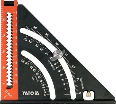 Kątownik aluminiowy YATO ze stosem 140 mm 90° 45° 45° l= 210/290 mm z kątomierzem YT-70783 (5906083078071)