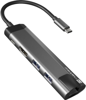USB-хаб Natec Multi Port Fowler Go USB-C PD 2 x USB 3.0 Gray (5901969437249)
