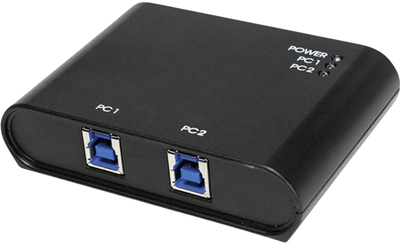 Adapter LogiLink 2-portowy przełącznik USB 3.0 Czarny (4052792030822)